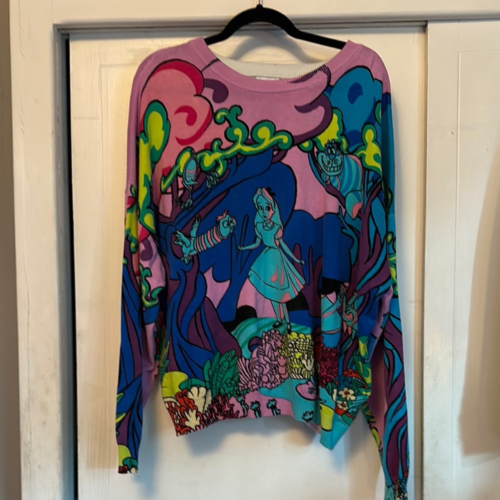 Disney Alice in Wonderland Colorful Graphic Long Sleeve Sweater